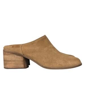 TOMS Women's SUEDE CLOG Shoes SLIP ON Tan Size 9.5 - 3"  Heel